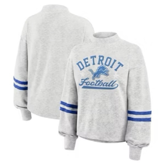 NFL Detroit Lions Women's Oatmeal Heather Crew Neck - XXL - Picture 4 of 9